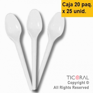 CUCHARA POSTRE KV BLANCA 20 X 50 UNIDADES